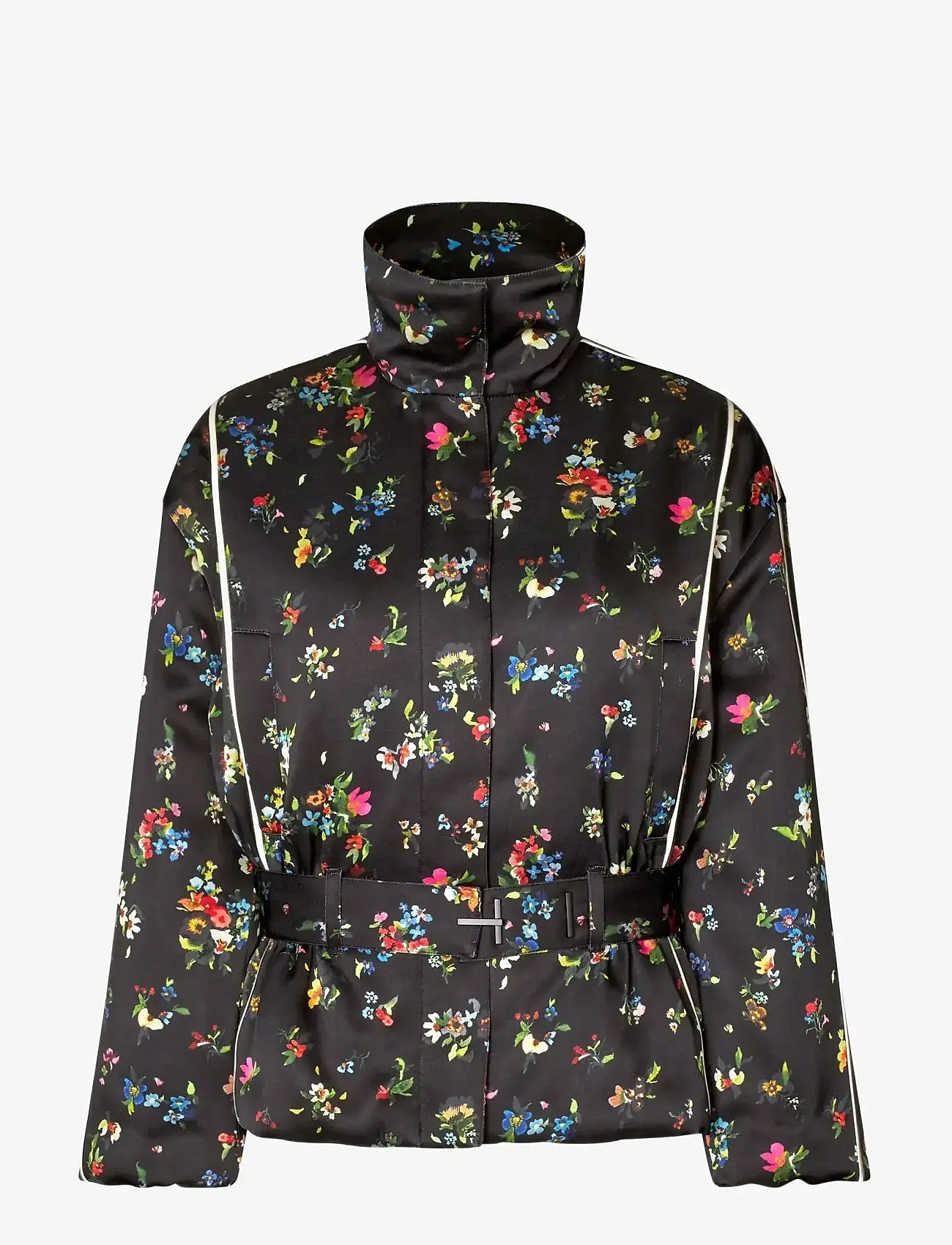 STINE GOYA - 2407 Satin Ruffle, Cinched Aviator - hagnýtir jakkar - magnolia garden - 1