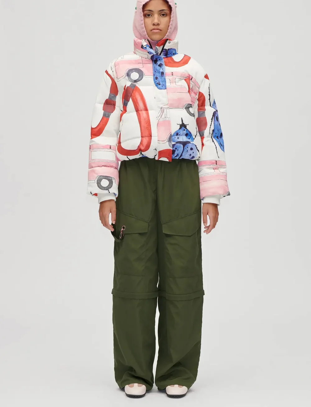 STINE GOYA - 2424 Printed Tech, Long Sleeve Puff - forede jakker - camp stine goya - 0