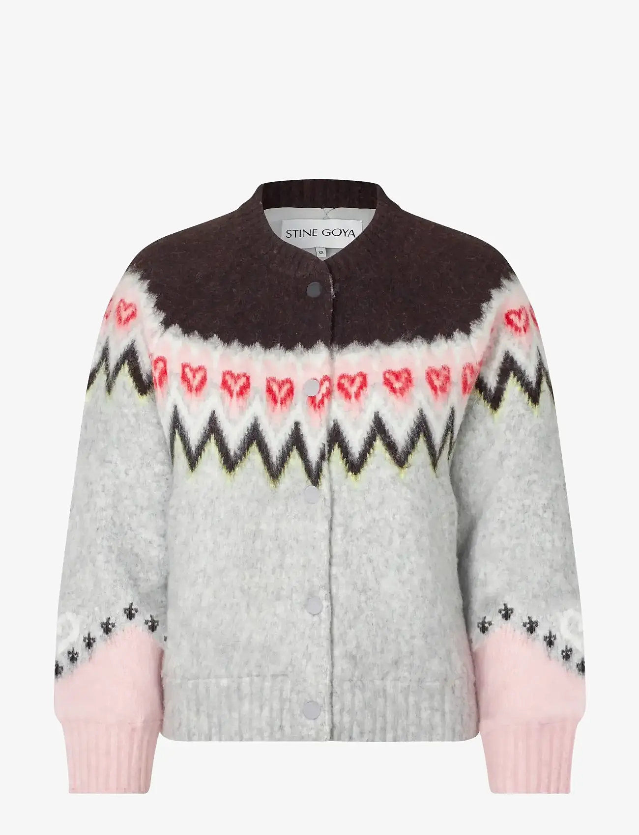 STINE GOYA - 2422 Brushed Jacquard, Raglan Bombe - kardiganid - fairisle - 0