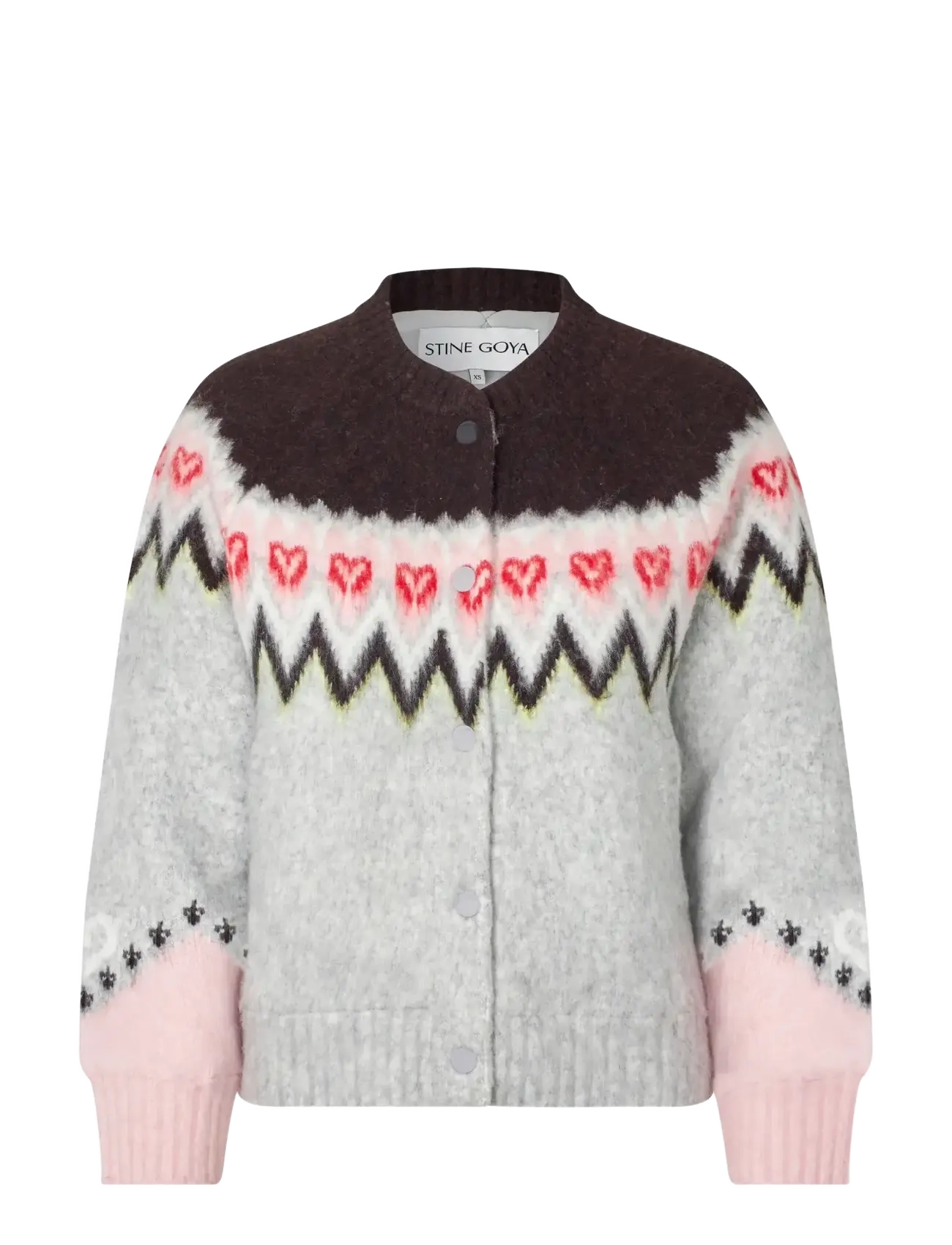 STINE GOYA 2422 Brushed Jacquard, Raglan Bombe - Koftor - FAIRISLE / grey