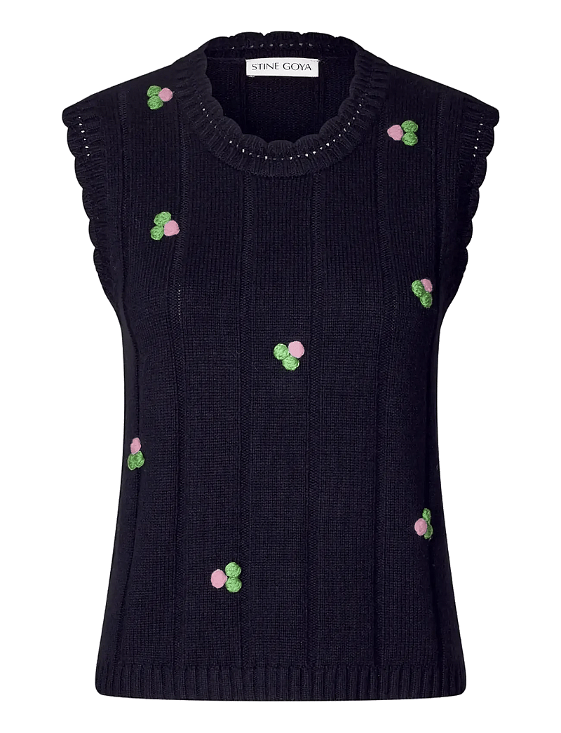 STINE GOYA - 2359 Midweight Wool, Bubble Knit Ve - kootud vestid - black - 1