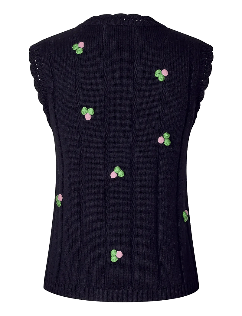 STINE GOYA - 2359 Midweight Wool, Bubble Knit Ve - kootud vestid - black - 2