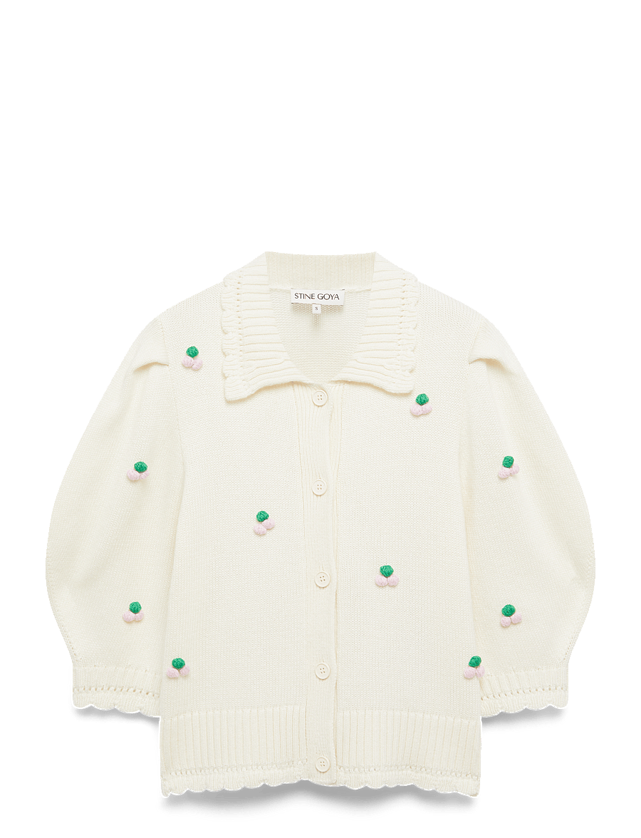 STINE GOYA - 2359 Midweight Wool, Bubble Knit Po - cardigans - vanilla - 2
