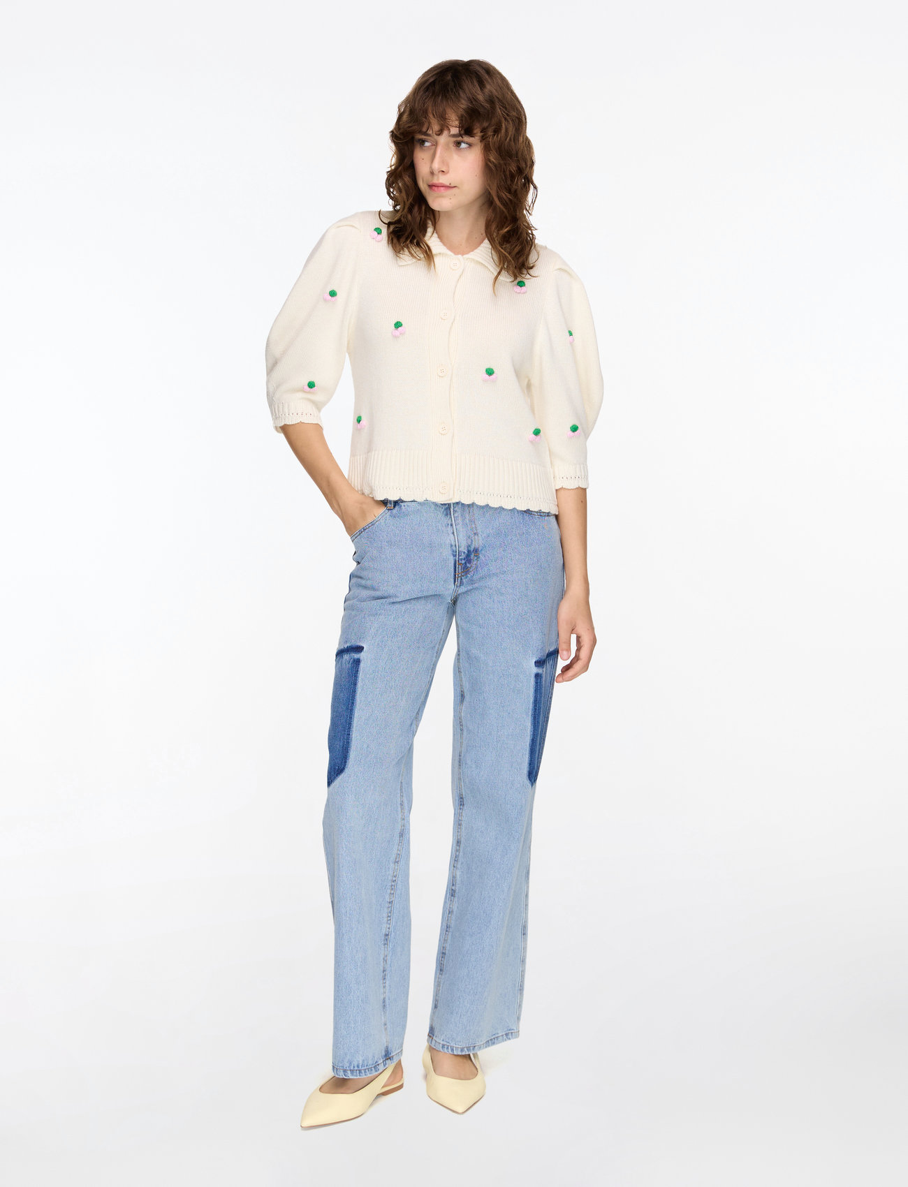 STINE GOYA - 2359 Midweight Wool, Bubble Knit Po - cashmere - vanilla - 3