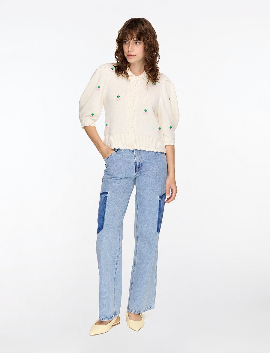 STINE GOYA - 2359 Midweight Wool, Bubble Knit Po - cardigans - vanilla - 3