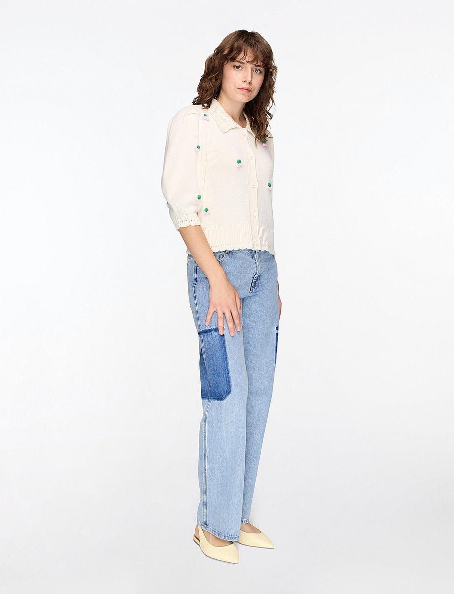STINE GOYA - 2359 Midweight Wool, Bubble Knit Po - cardigans - vanilla - 4