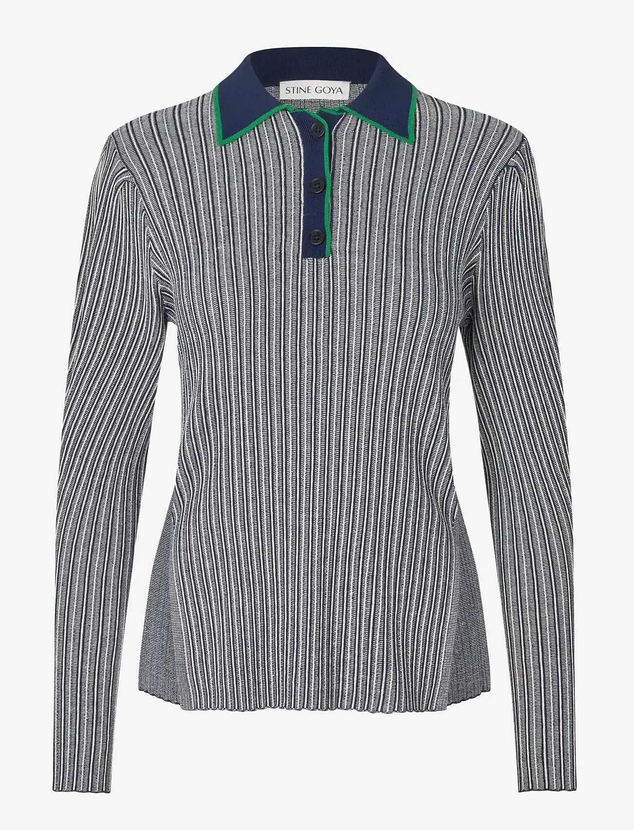 STINE GOYA - 2356 Soft Rib, Long Sleeve Knit Pol - polosärgid - soft striped rib - 0