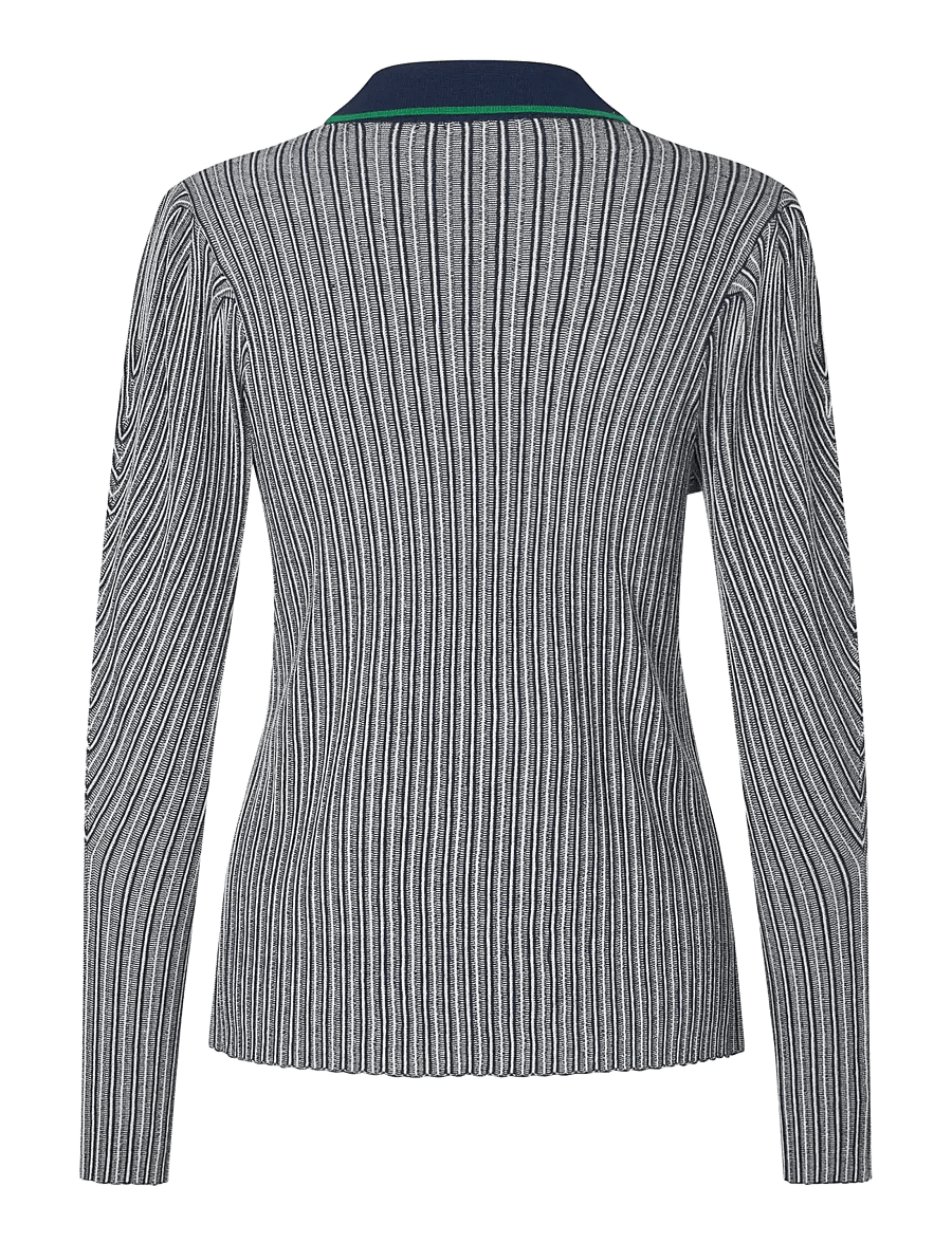 STINE GOYA - 2356 Soft Rib, Long Sleeve Knit Pol - polohemden - soft striped rib - 1