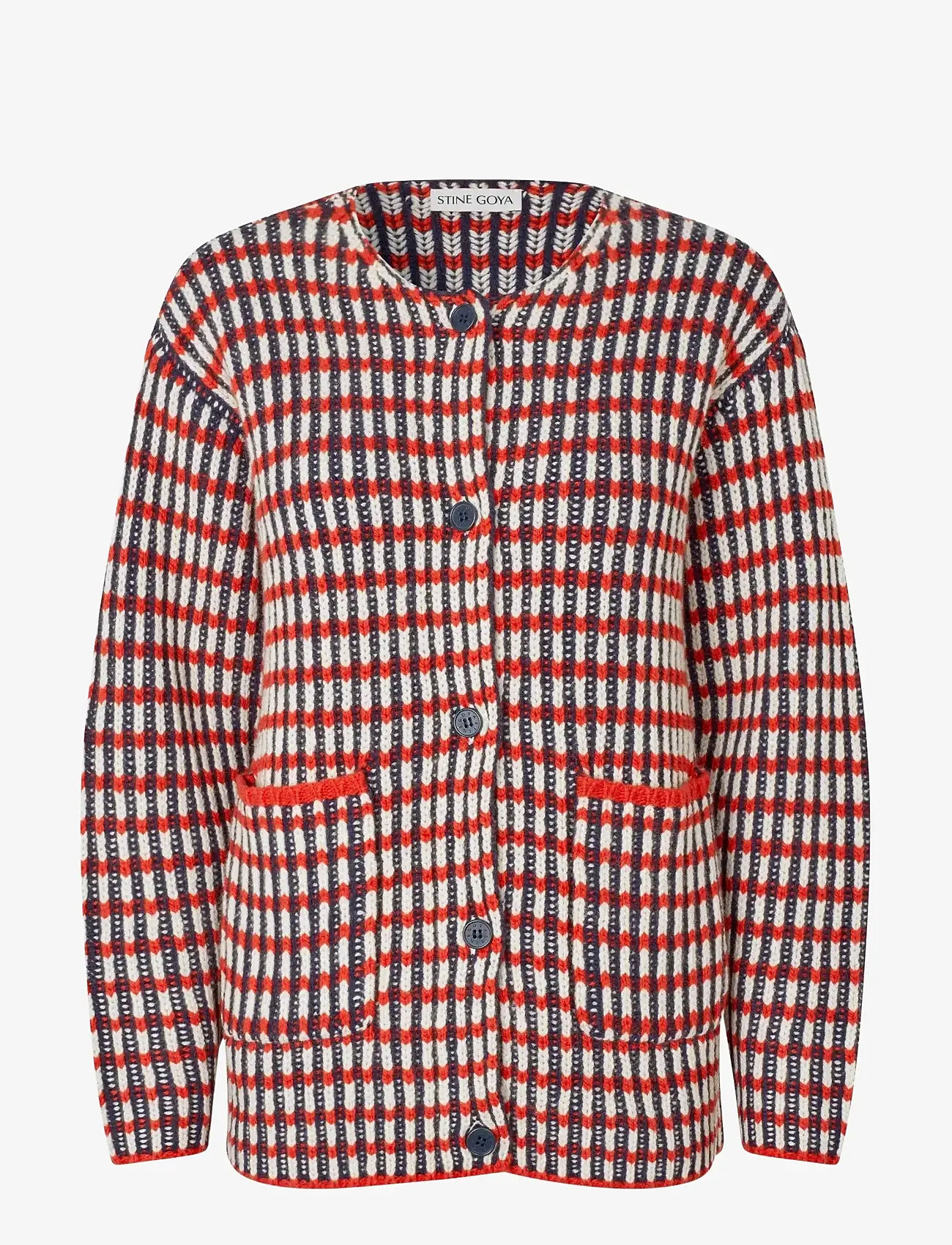 STINE GOYA - 2425 Plaited Chunky Rib, Plaited Ca - koftor - navy / red / cream - 0