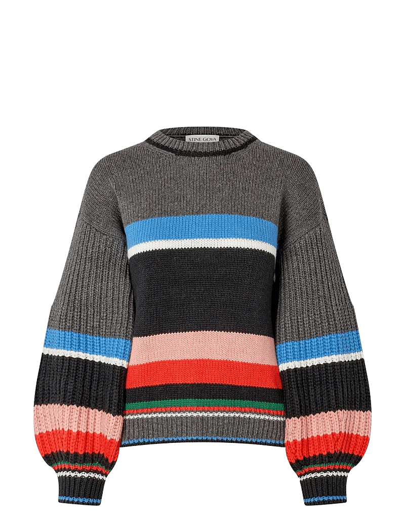STINE GOYA - 2421 Chunky Cotton Wool, Crewneck C - trøjer - chunky stripes - 0