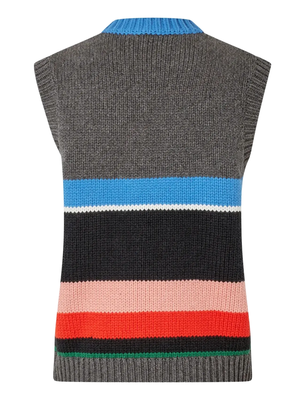 STINE GOYA - 2421 Chunky Cotton Wool, Crewneck V - vestes tricot - chunky stripes - 1