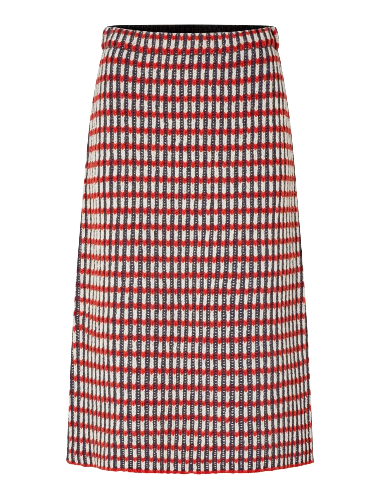 STINE GOYA 2425 Plaited Chunky Rib, Plaited Fl - Skjørt - NAVY / RED / CREAM / red
