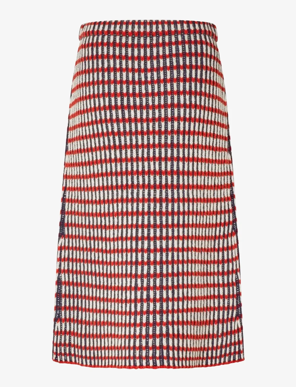 STINE GOYA - 2425 Plaited Chunky Rib, Plaited Fl - stickade kjolar - navy / red / cream - 1