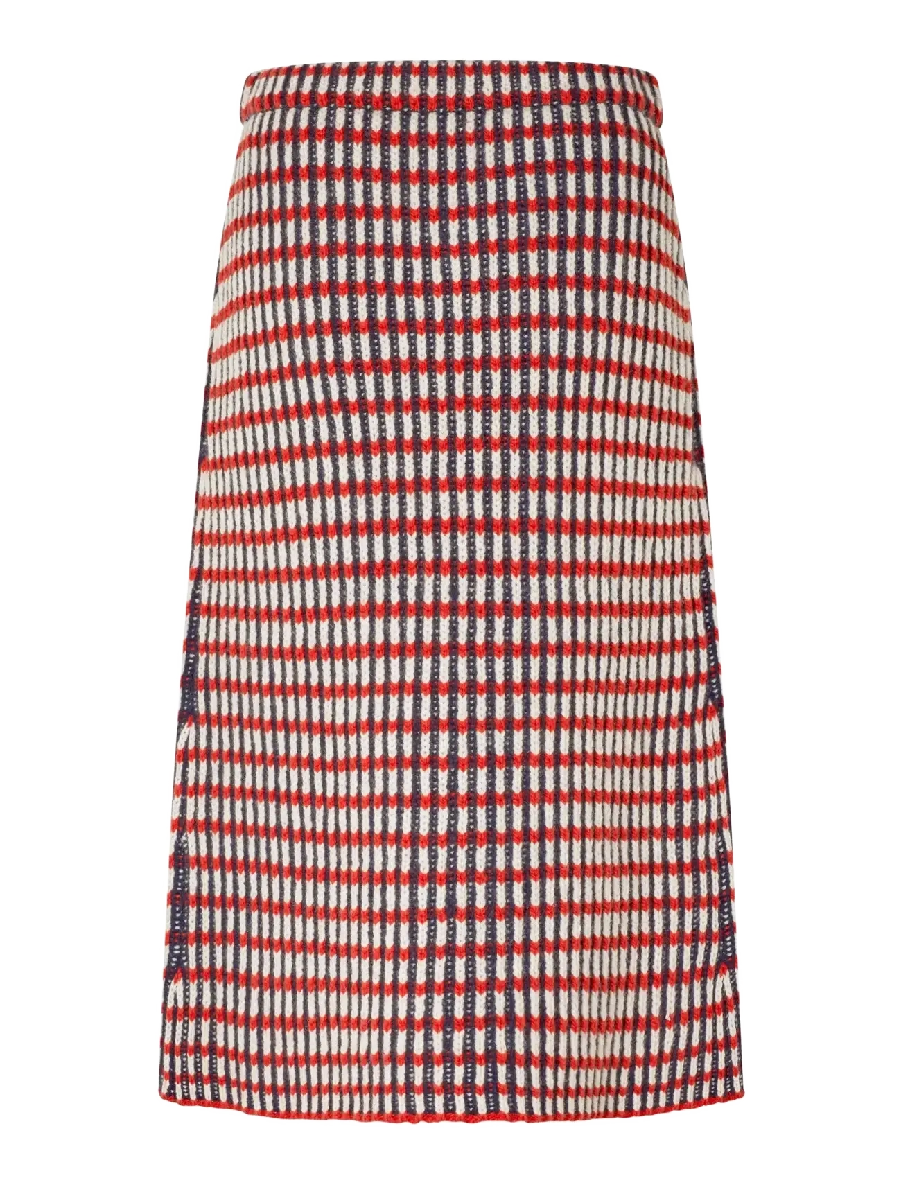 STINE GOYA - 2425 Plaited Chunky Rib, Plaited Fl - midinederdele - navy / red / cream - 1