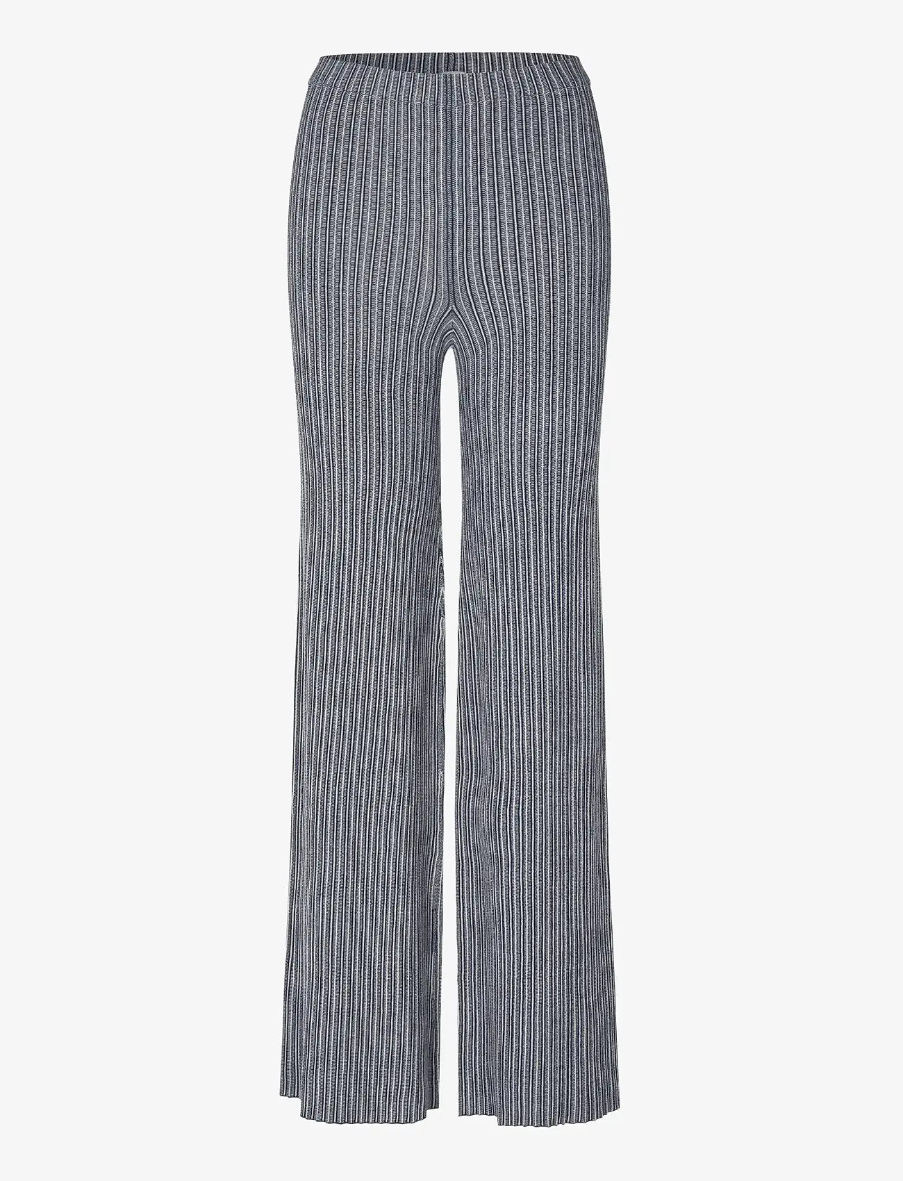 STINE GOYA 2356 Soft Rib, Long Flare Knit Pant - Kläder - SOFT STRIPED RIB / grey