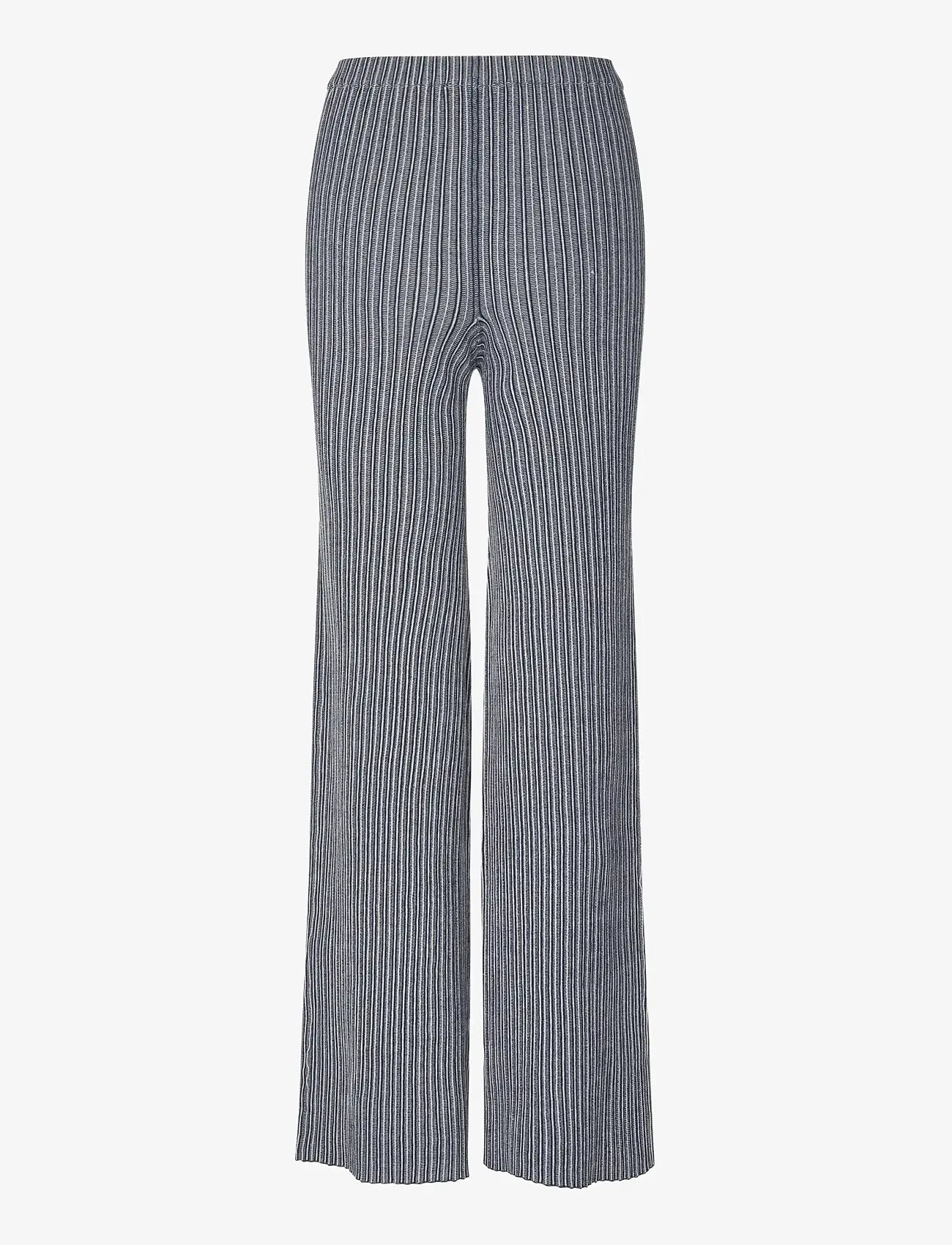 STINE GOYA - 2356 Soft Rib, Long Flare Knit Pant - hosen mit weitem bein - soft striped rib - 1