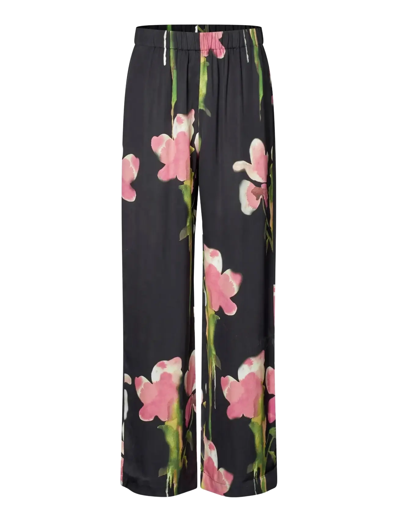 STINE GOYA 2263 Dry Viscose, Elasticated Long - Bukser - MELTING FLOWERS / black
