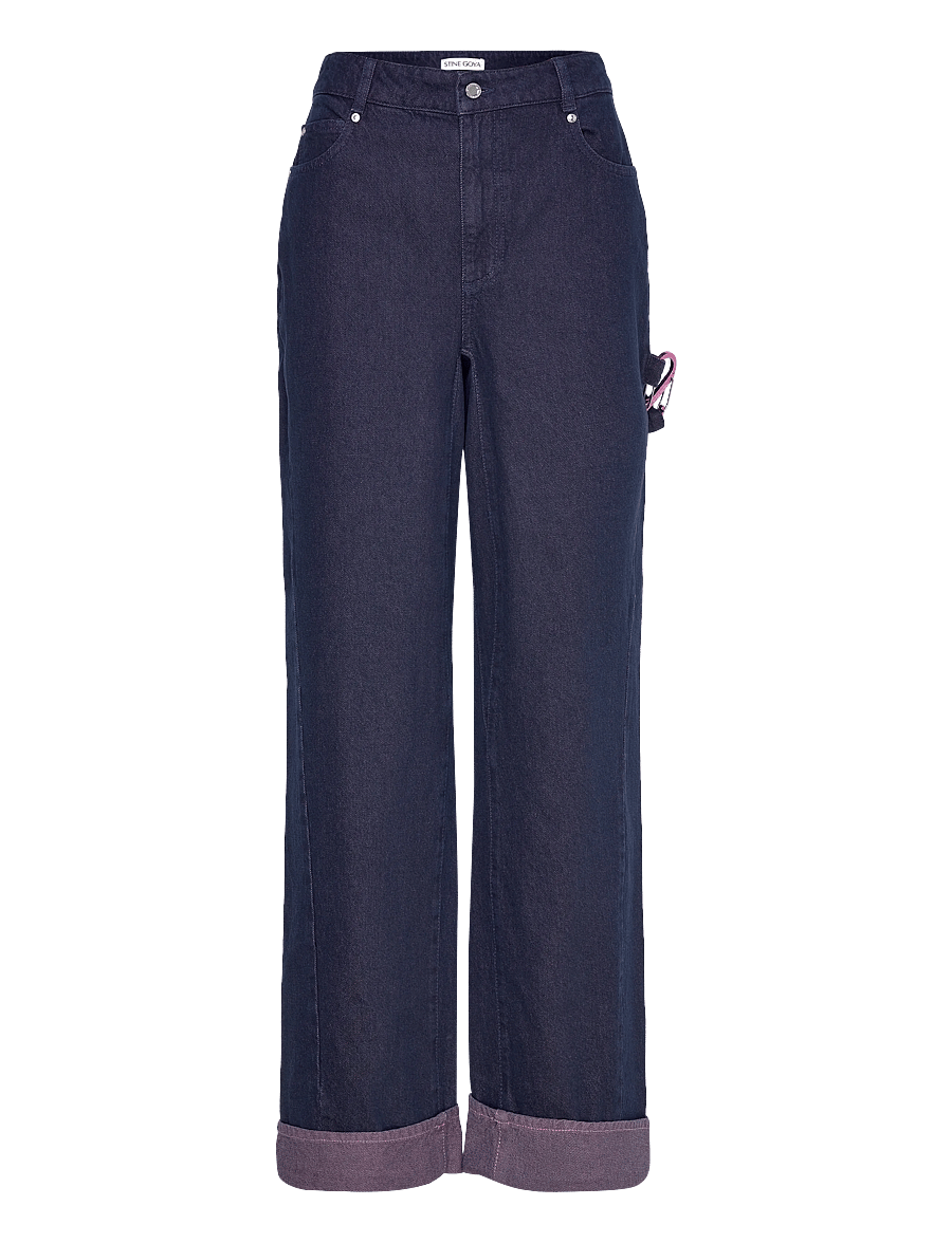 STINE GOYA - 2406 Two-Tone Denim, Twist Knee Sea - brede jeans - dusky / dried rose - 1