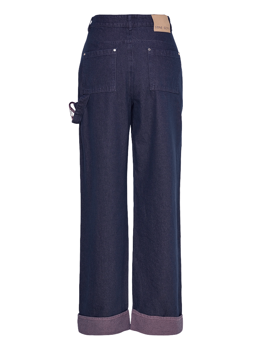 STINE GOYA - 2406 Two-Tone Denim, Twist Knee Sea - brede jeans - dusky / dried rose - 2