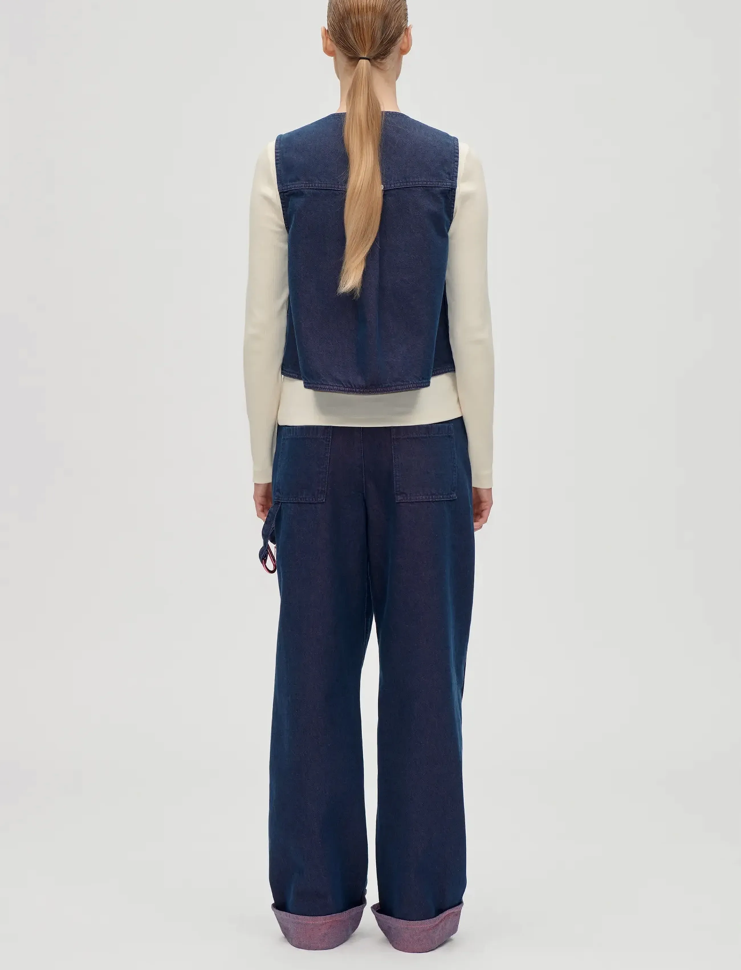 STINE GOYA - 2406 Two-Tone Denim, Twist Knee Sea - brede jeans - dusky / dried rose - 4