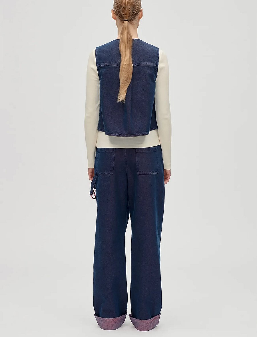 STINE GOYA - 2406 Two-Tone Denim, Twist Knee Sea - brede jeans - dusky / dried rose - 4