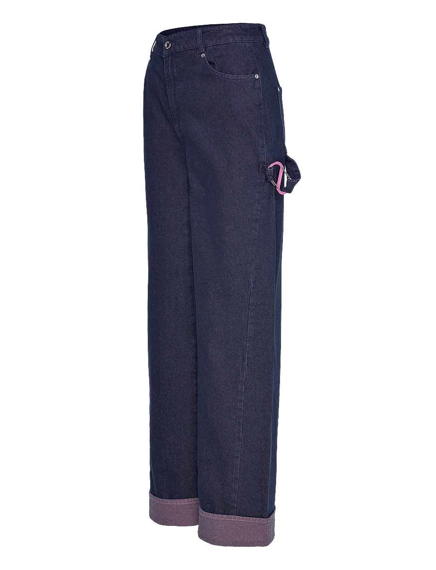 STINE GOYA - 2406 Two-Tone Denim, Twist Knee Sea - brede jeans - dusky / dried rose - 3