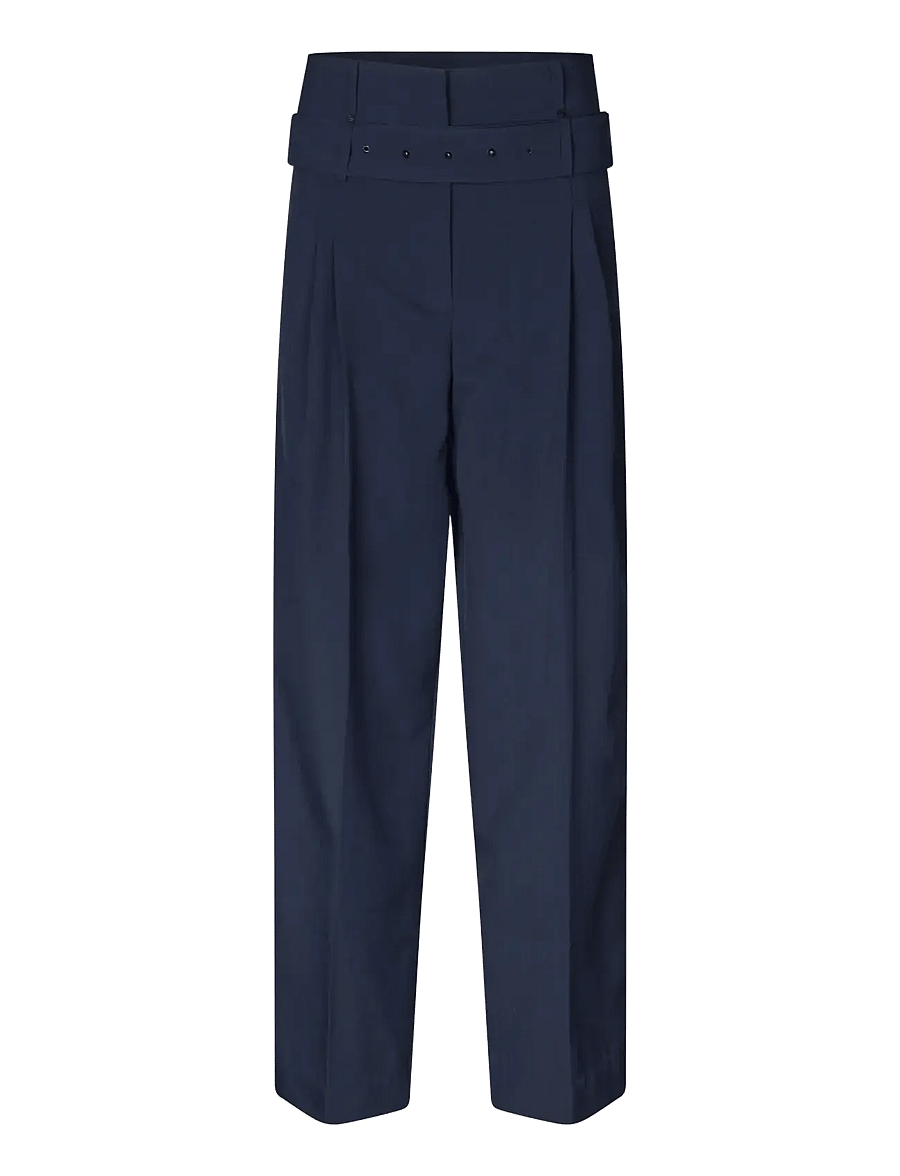STINE GOYA - 2435 Pinstripe Tailoring, Belted Ta - pantalons - dark blue - 0