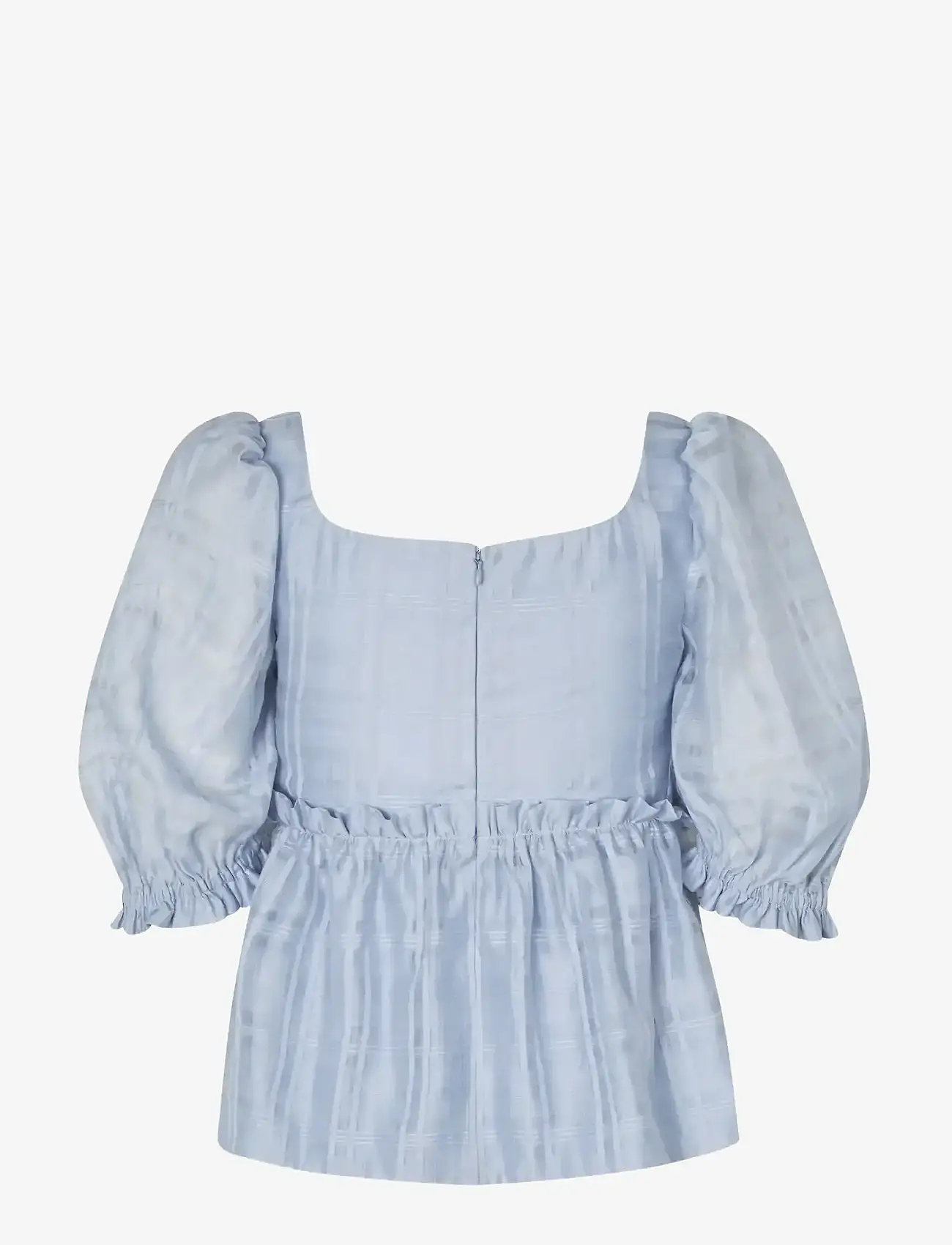 STINE GOYA - 2441 Sheer Organza Plaid, Sheer Ruf - lühikeste varrukatega pluusid - brunnera blue - 2