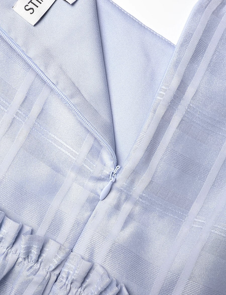 STINE GOYA - 2441 Sheer Organza Plaid, Sheer Ruf - kortærmede bluser - brunnera blue - 5