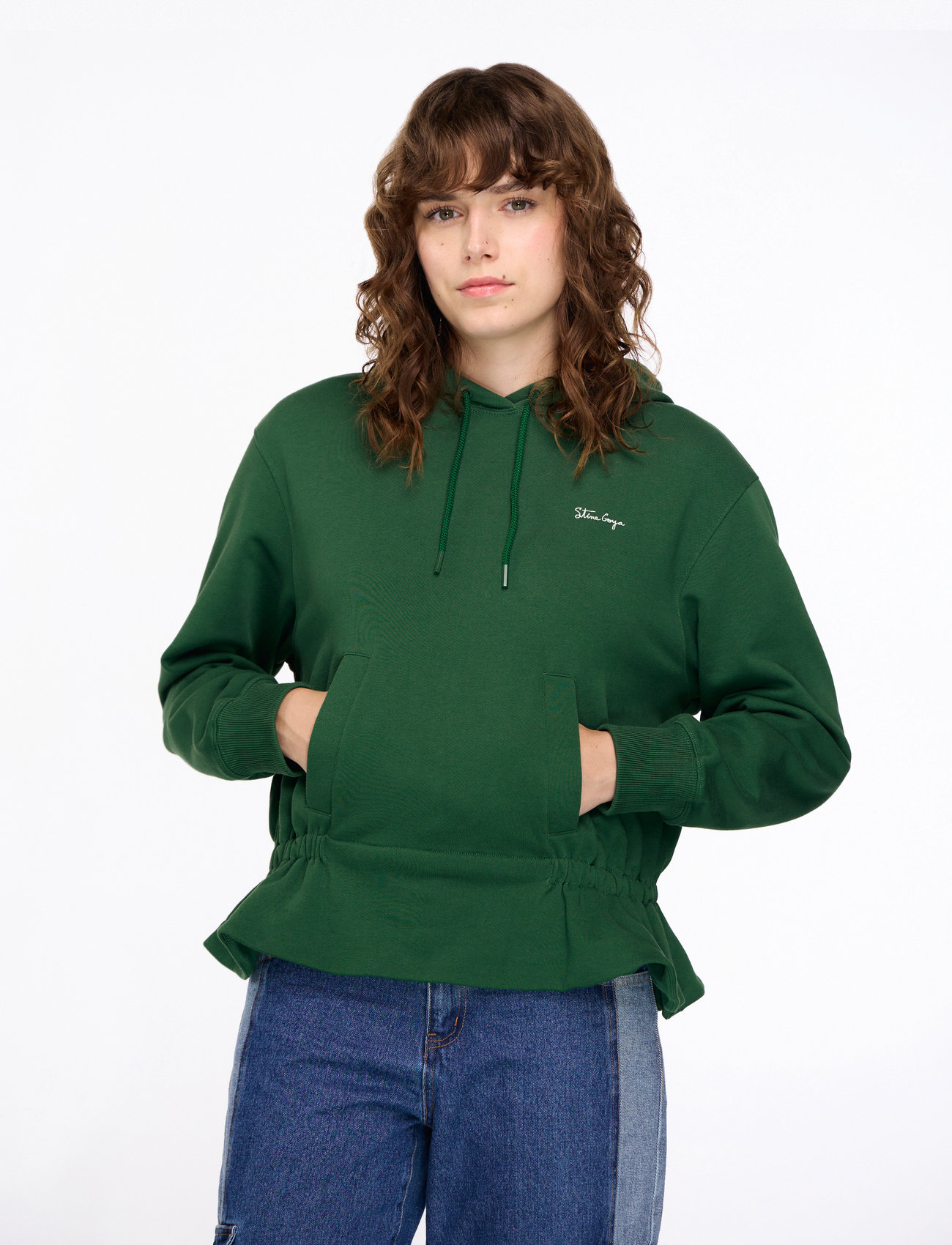 STINE GOYA - 2430 Terry, Cinched Waist Sweatshir - dressipluusid ja kapuutsiga dressipluusid - eden - 0