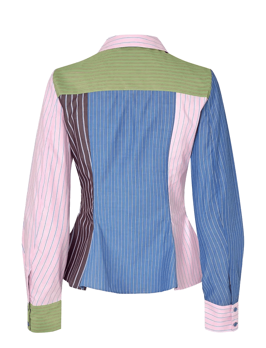 STINE GOYA - 2405 Multi-Stripe Shirting, Pocket - denimskjorter - multistripes mix - 2
