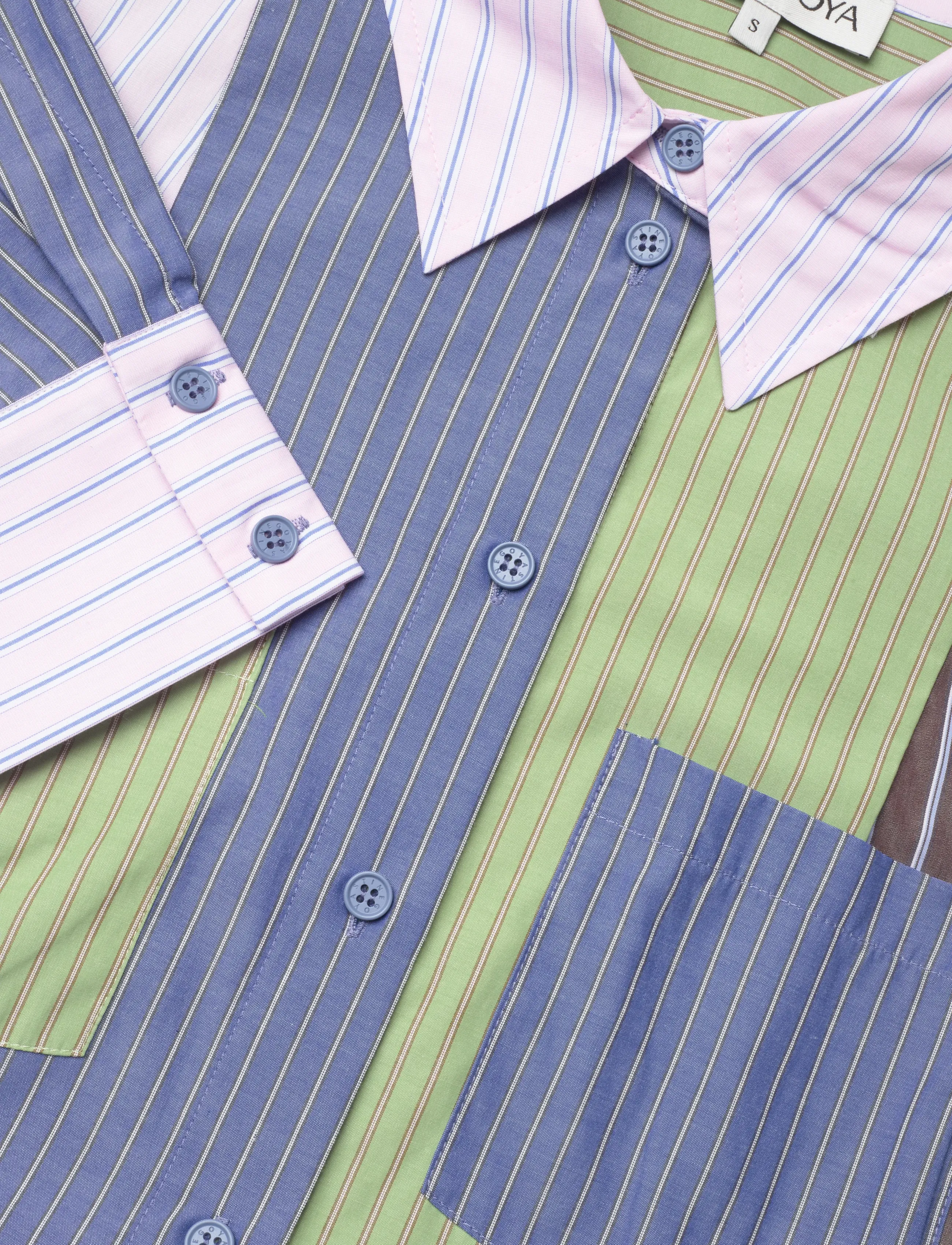 STINE GOYA - 2405 Multi-Stripe Shirting, Pocket - džinsa krekli - multistripes mix - 4