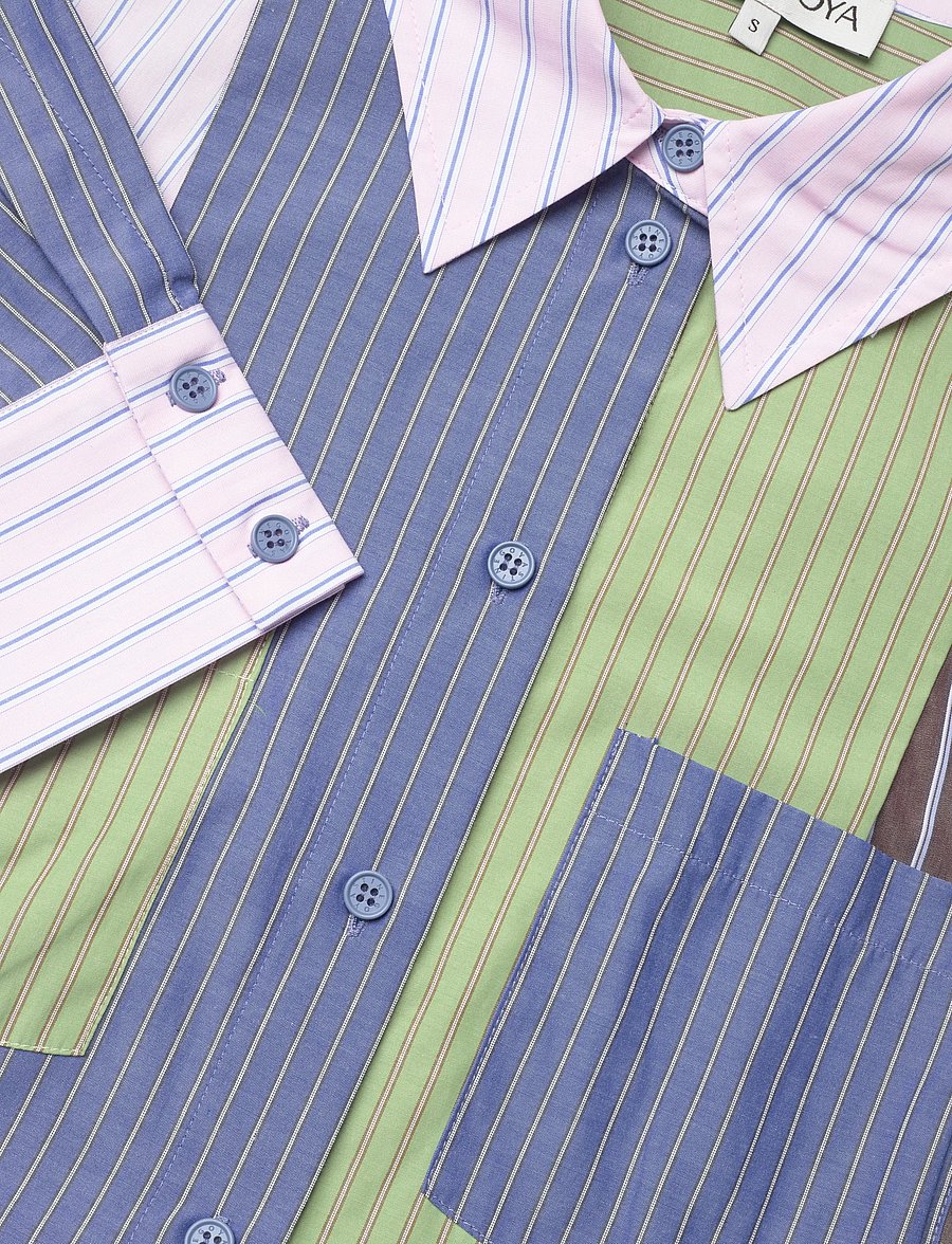 STINE GOYA - 2405 Multi-Stripe Shirting, Pocket - denimskjorter - multistripes mix - 4