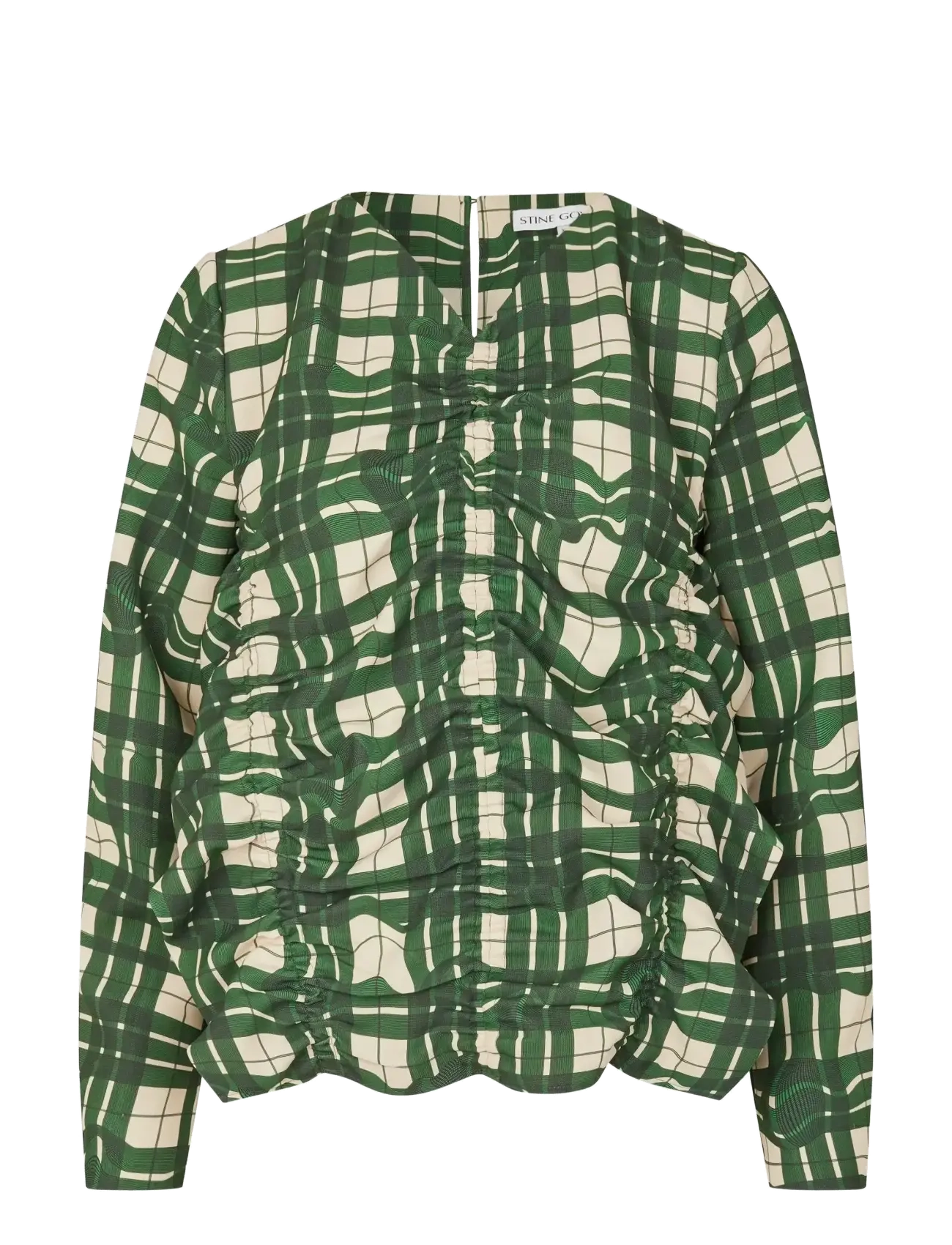 STINE GOYA 2429 Checkered Cady, Long Sleeve Ga - Bluser - CHECKERED WAVE / green