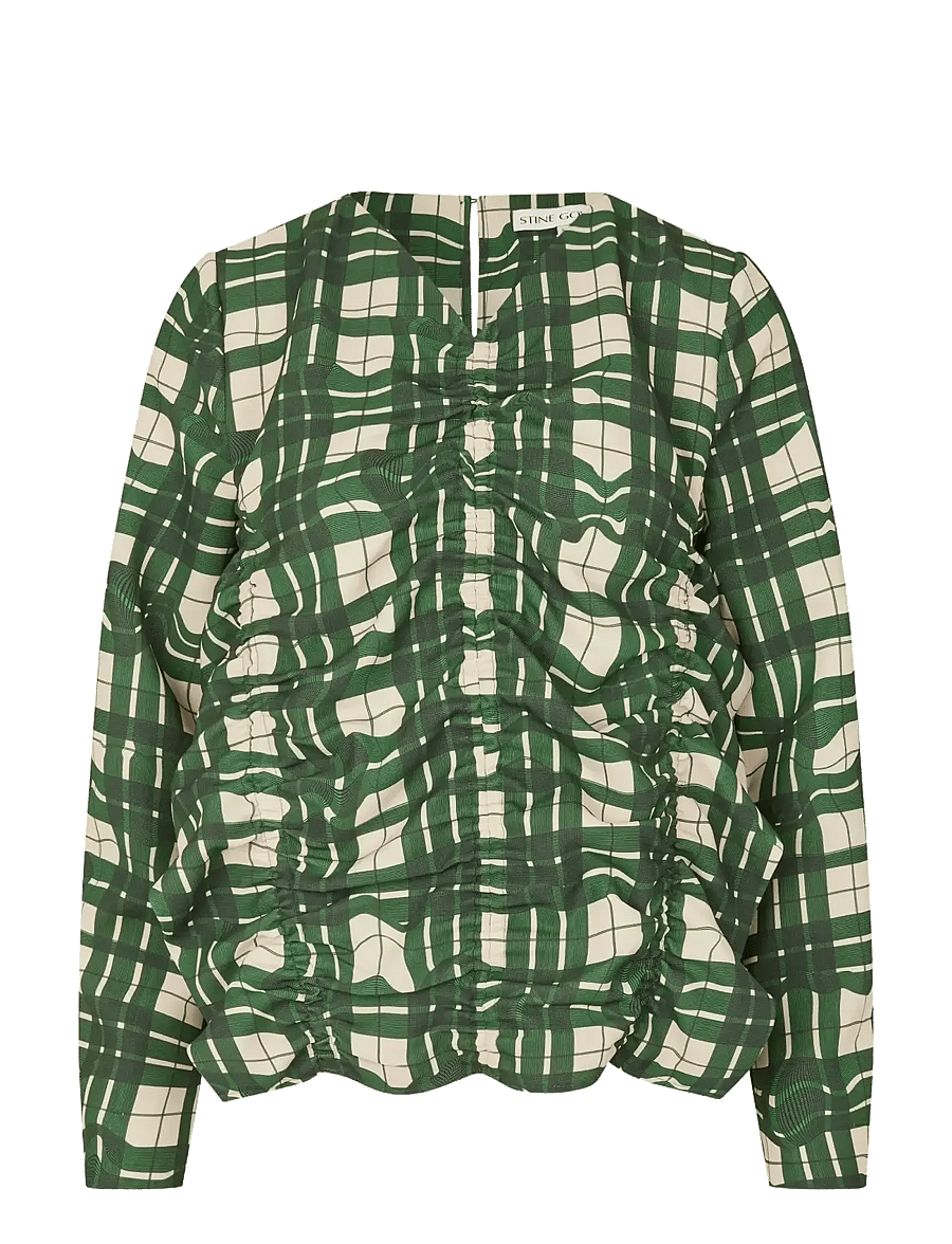 STINE GOYA - 2429 Checkered Cady, Long Sleeve Ga - long sleeved blouses - checkered wave - 1