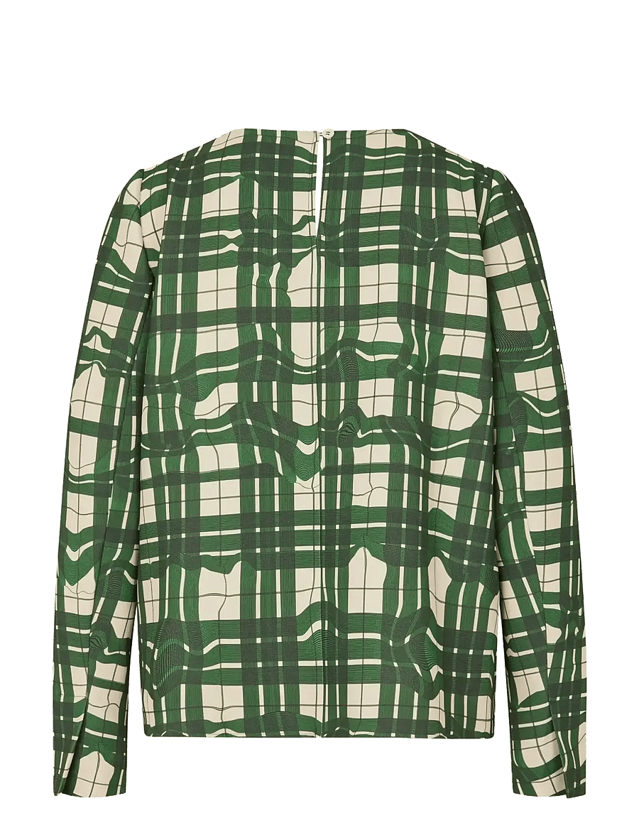 STINE GOYA - 2429 Checkered Cady, Long Sleeve Ga - long sleeved blouses - checkered wave - 2