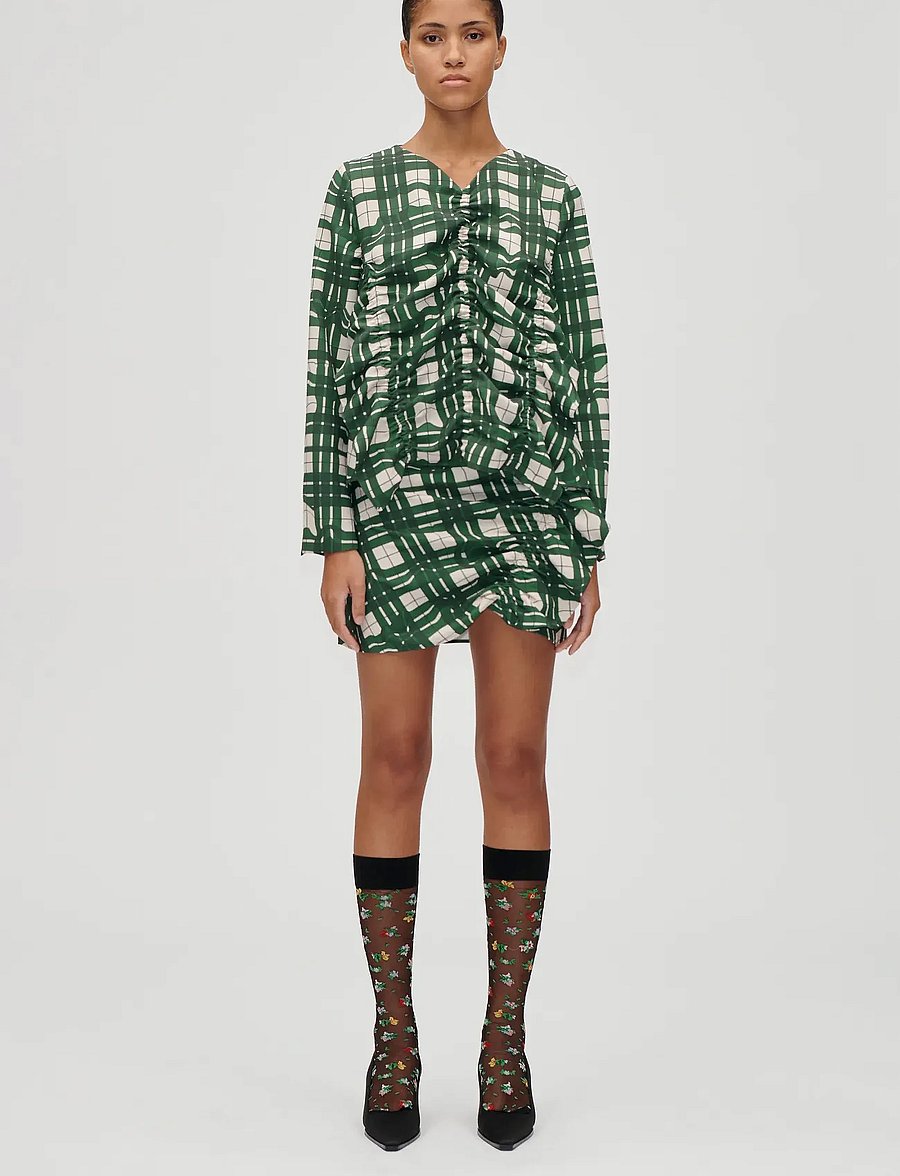 STINE GOYA - 2429 Checkered Cady, Long Sleeve Ga - long sleeved blouses - checkered wave - 0
