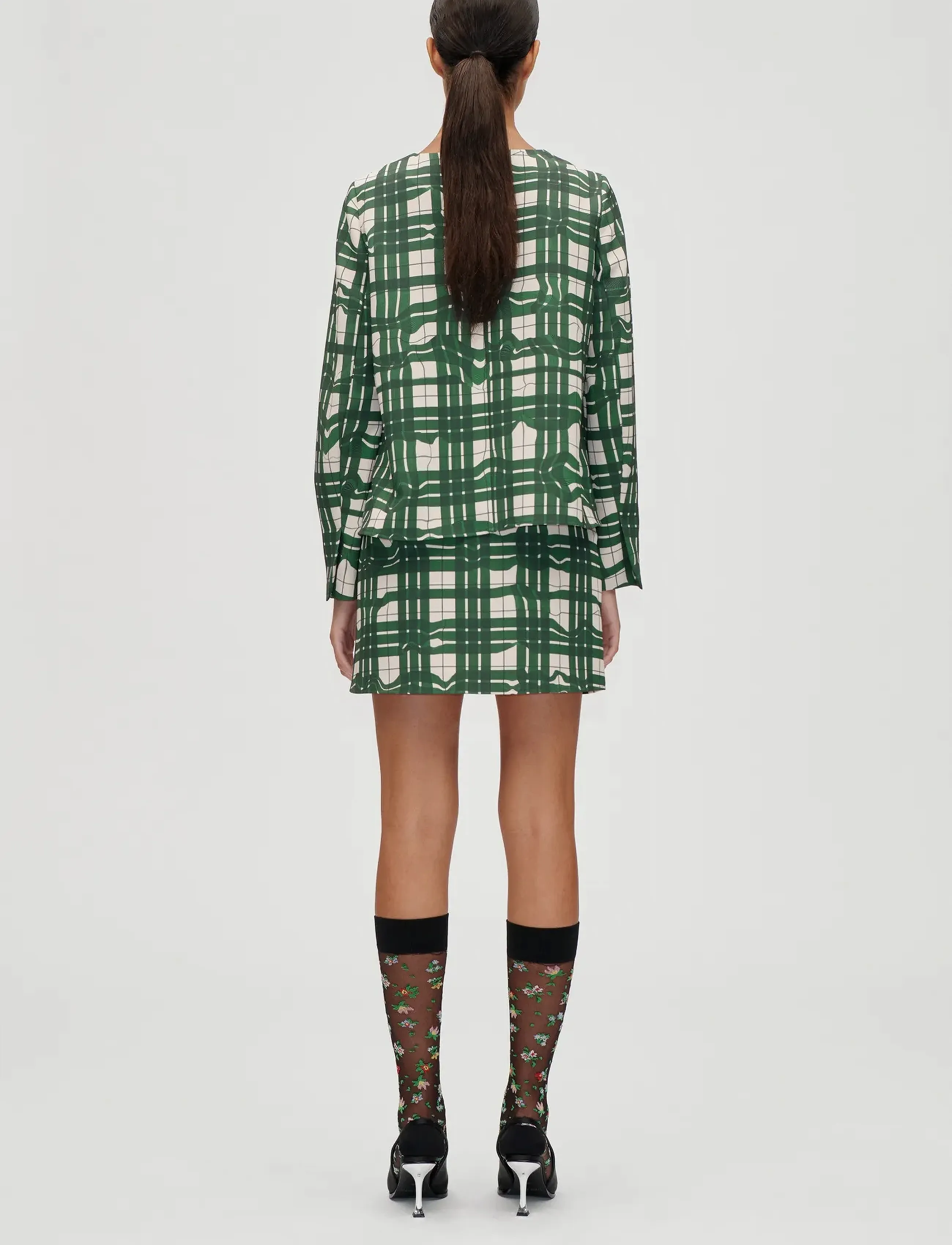 STINE GOYA - 2429 Checkered Cady, Long Sleeve Ga - langärmlige blusen - checkered wave - 3