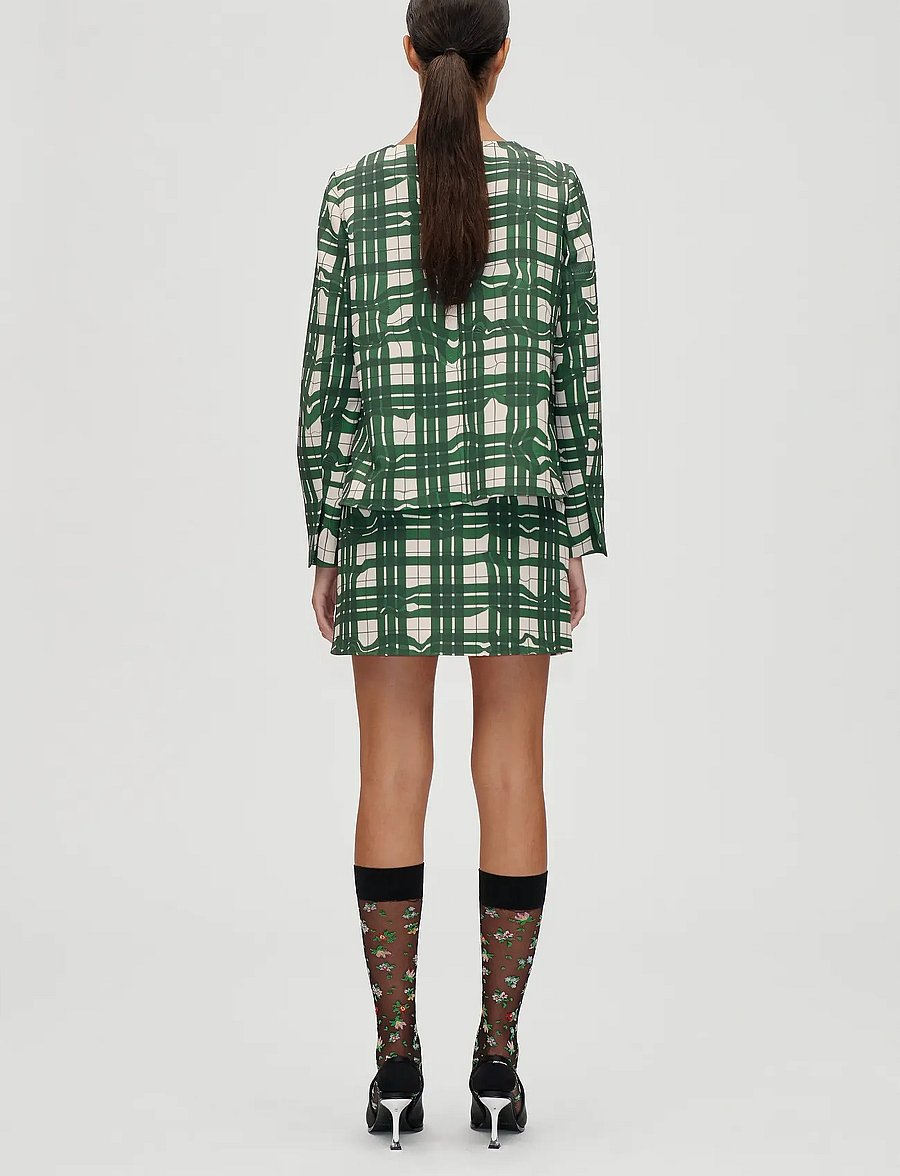 STINE GOYA - 2429 Checkered Cady, Long Sleeve Ga - long sleeved blouses - checkered wave - 3