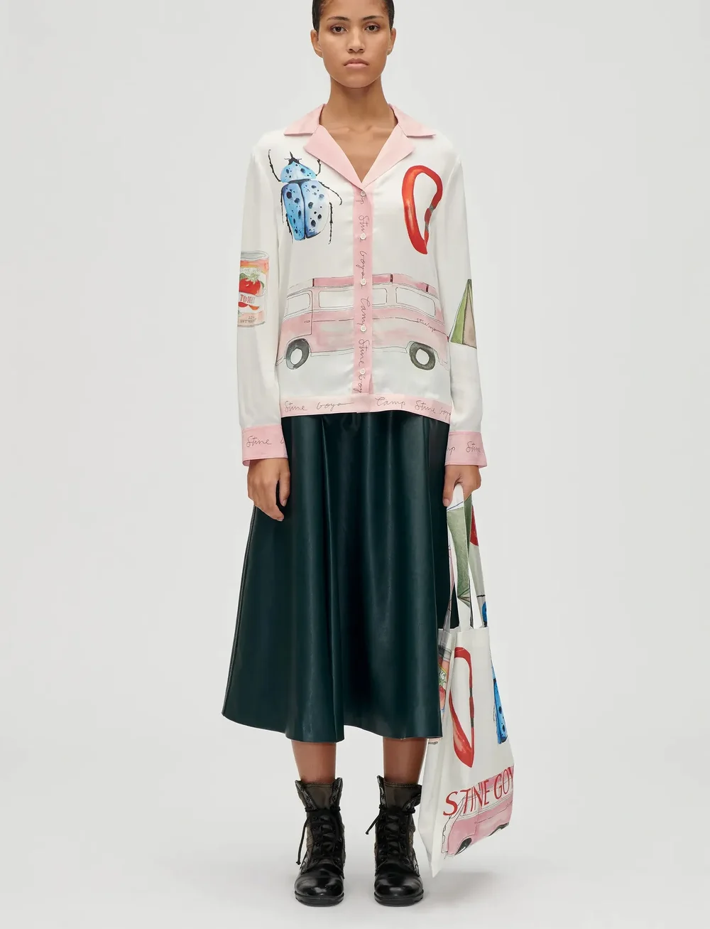 STINE GOYA - 2263 Dry Viscose, Loose Long Sleeve - långärmade blusar - camp stine goya - 0