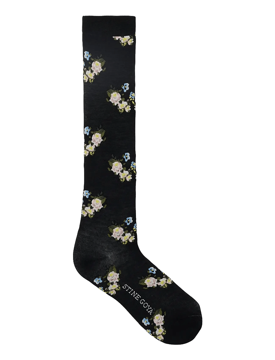 STINE GOYA - 2289 Socks, Long Socks - kniestrümpfe - flower intarsia - 0