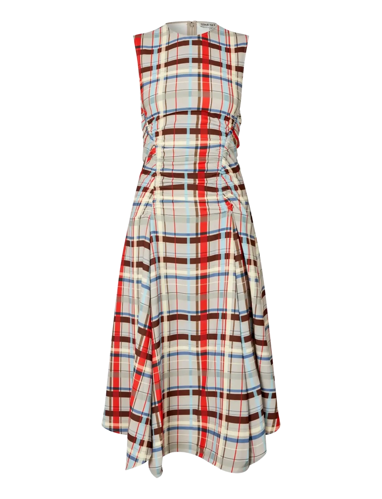STINE GOYA - 2429 Checkered Cady, Sleeveless Gat - sommerkjoler - scarlet grid - 1