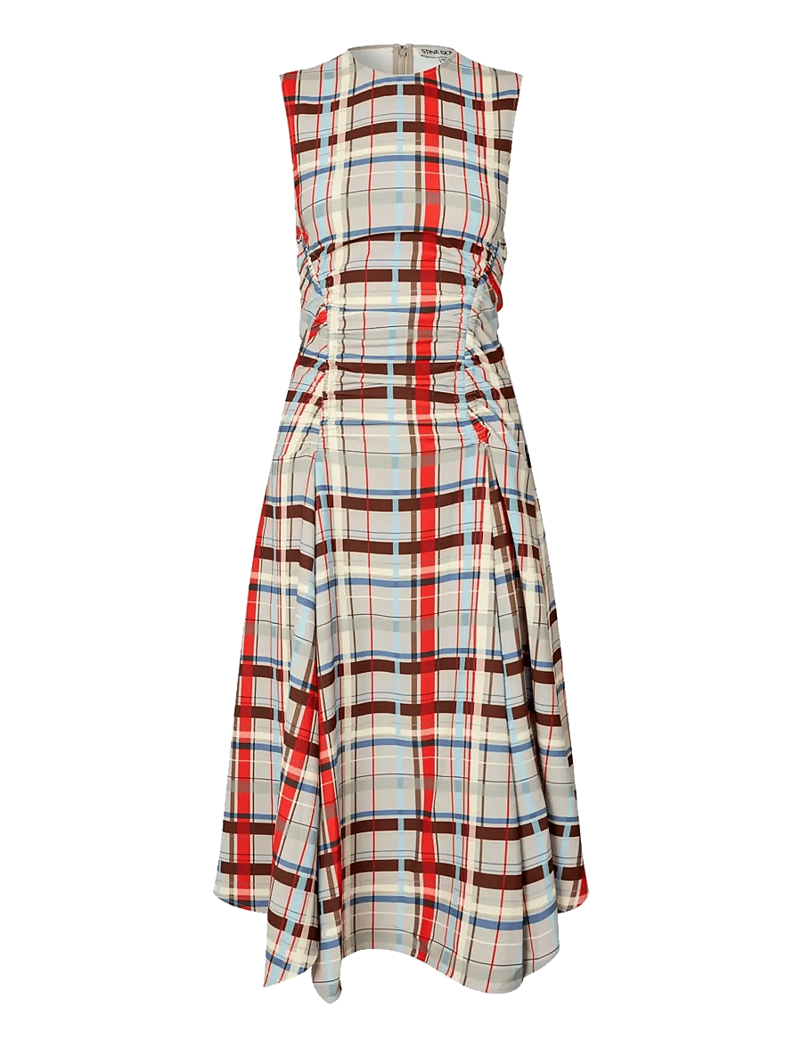 STINE GOYA - 2429 Checkered Cady, Sleeveless Gat - sommerkjoler - scarlet grid - 1