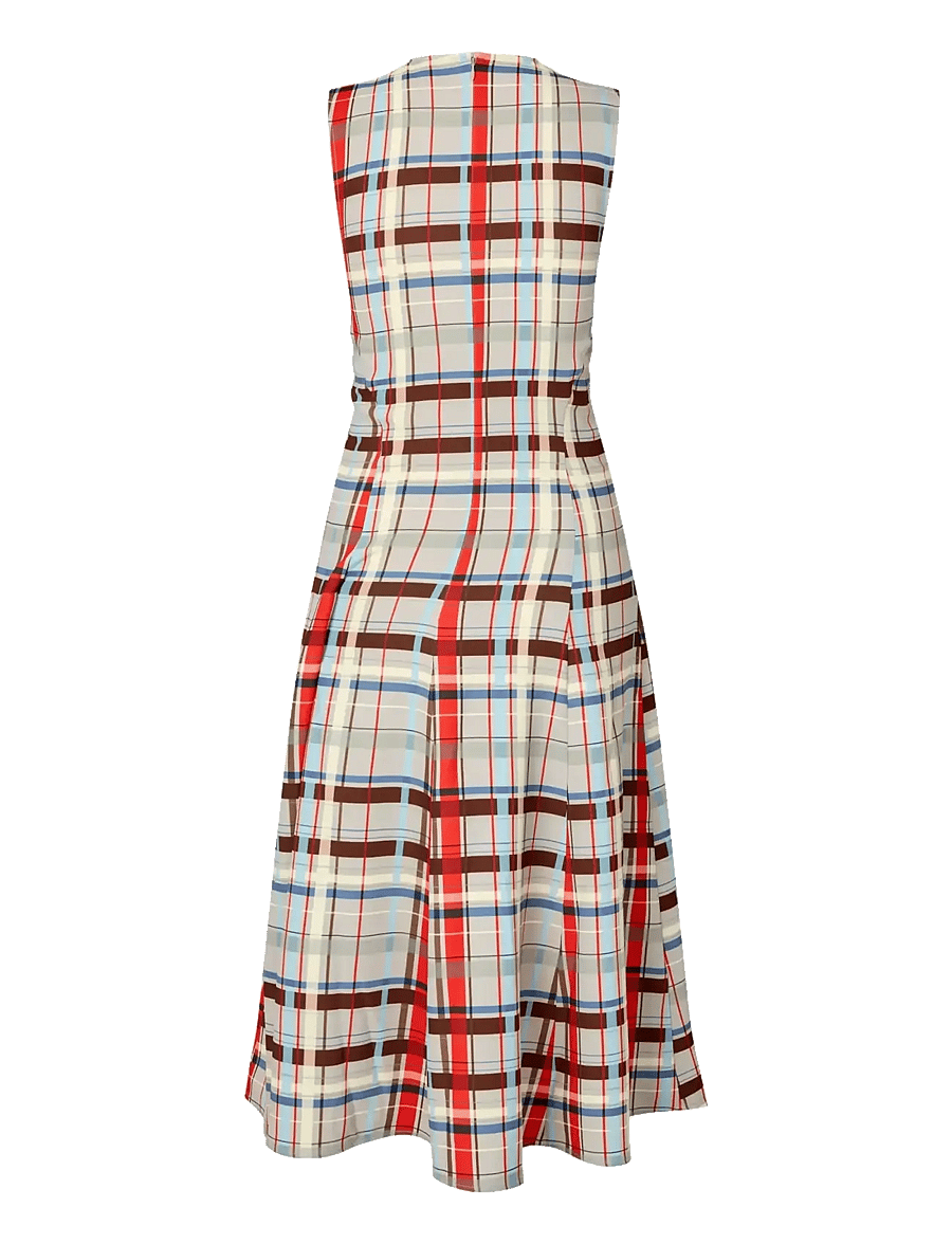 STINE GOYA - 2429 Checkered Cady, Sleeveless Gat - sommerkjoler - scarlet grid - 2