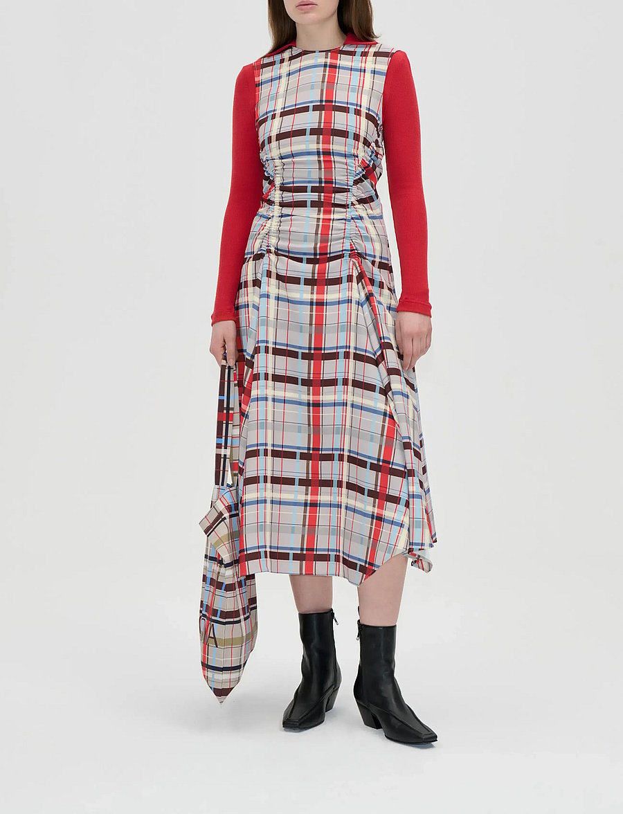 STINE GOYA - 2429 Checkered Cady, Sleeveless Gat - sommerkjoler - scarlet grid - 0