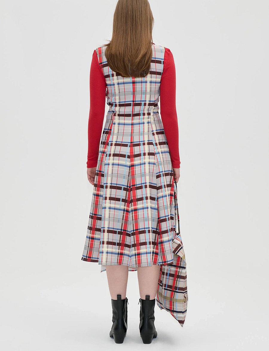 STINE GOYA - 2429 Checkered Cady, Sleeveless Gat - sommerkjoler - scarlet grid - 3