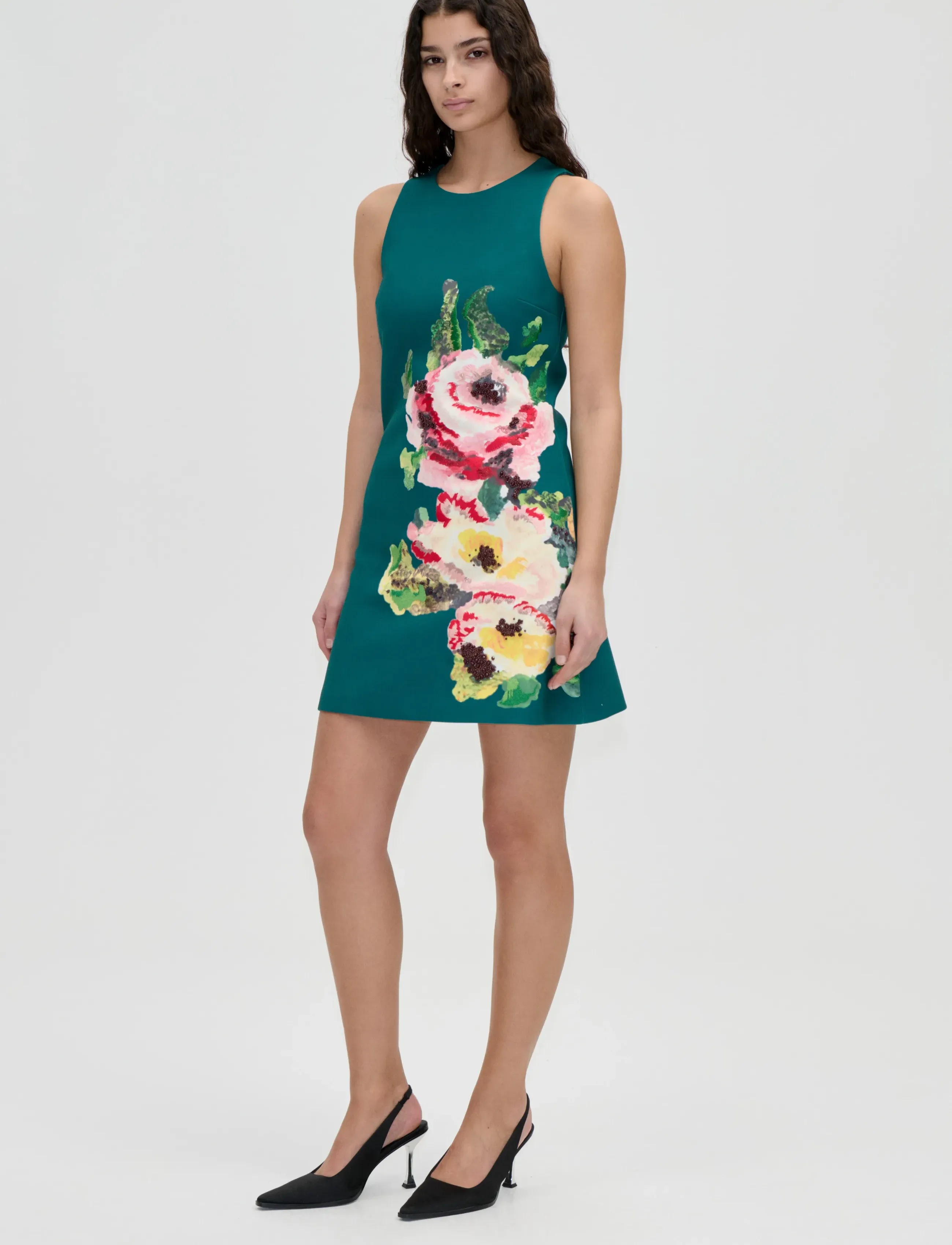 STINE GOYA 2443 Heavy Crepe, Garter Mini Dress - Kläder - EPHEMERAL BLOOM / green