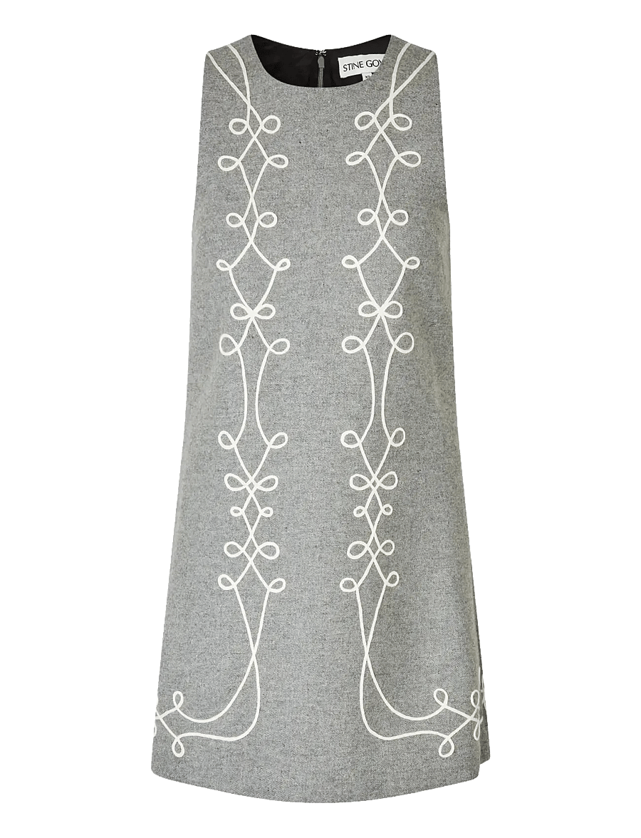 STINE GOYA - 2490 Felt Twill Embroidery, Embroid - zomerjurken - tapered embroidery motif - 1