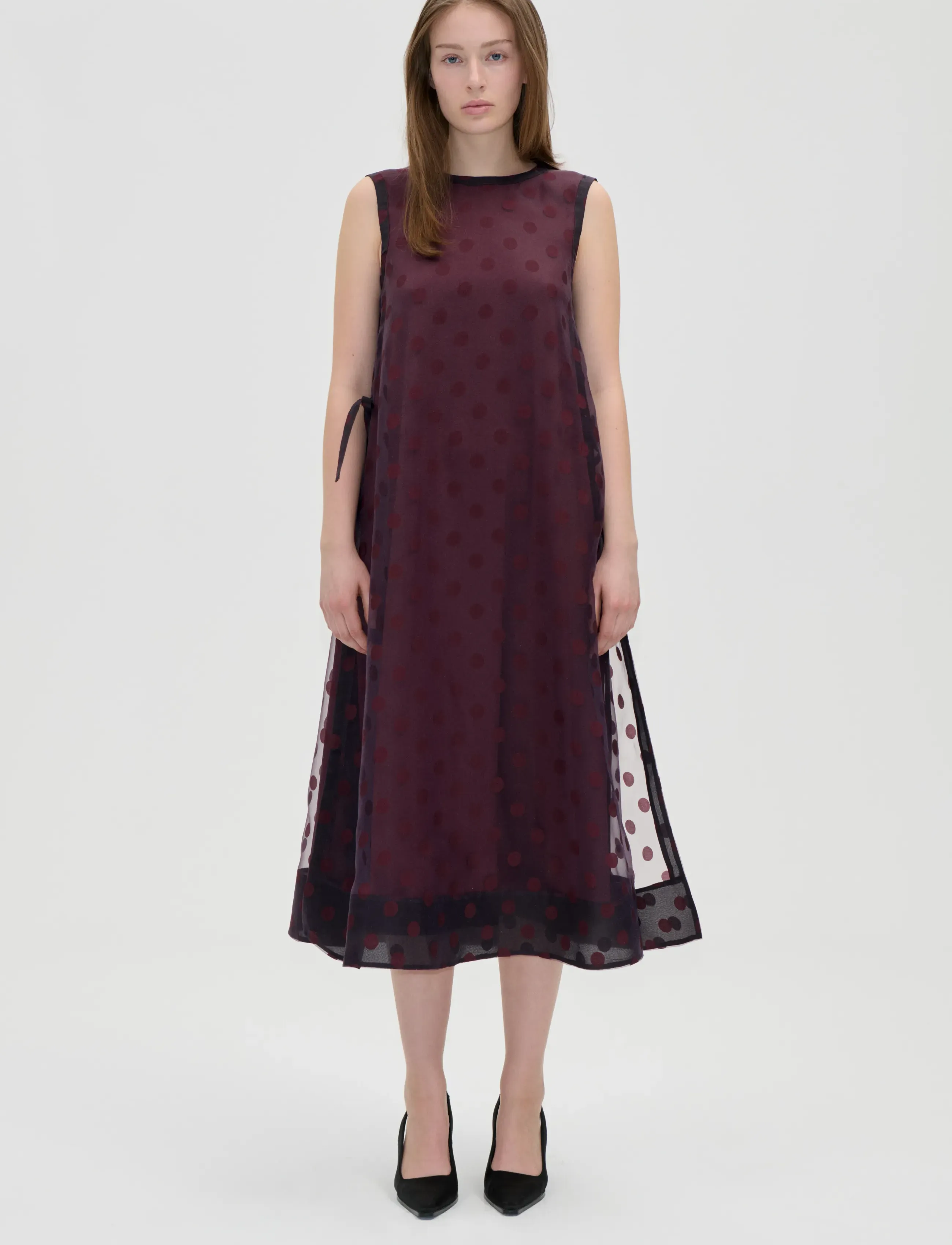 STINE GOYA 2069 Organza, Tied A-Line Dress - Pidulikud kleidid - POLKA / burgundy