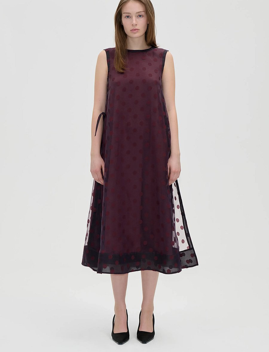 STINE GOYA - 2069 Organza, Tied A-Line Dress - kokteilikleidid - polka - 0